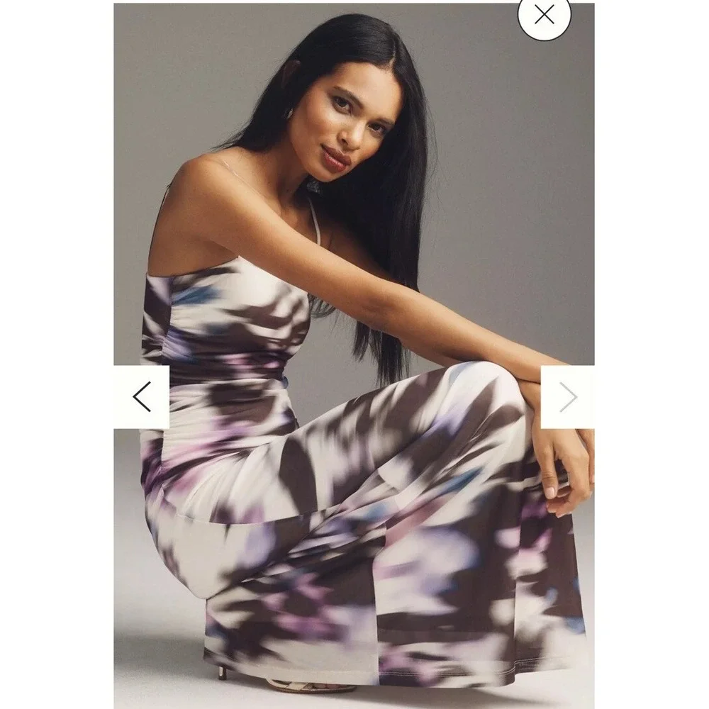 BHLDN Anthropologie Maxi‎ Slip Dress M NWT Long Abstract Print Party Formal